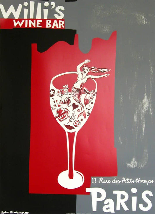 Willi’s Wine Bar Paris Original Vintage Poster 1997 by Herxheimer