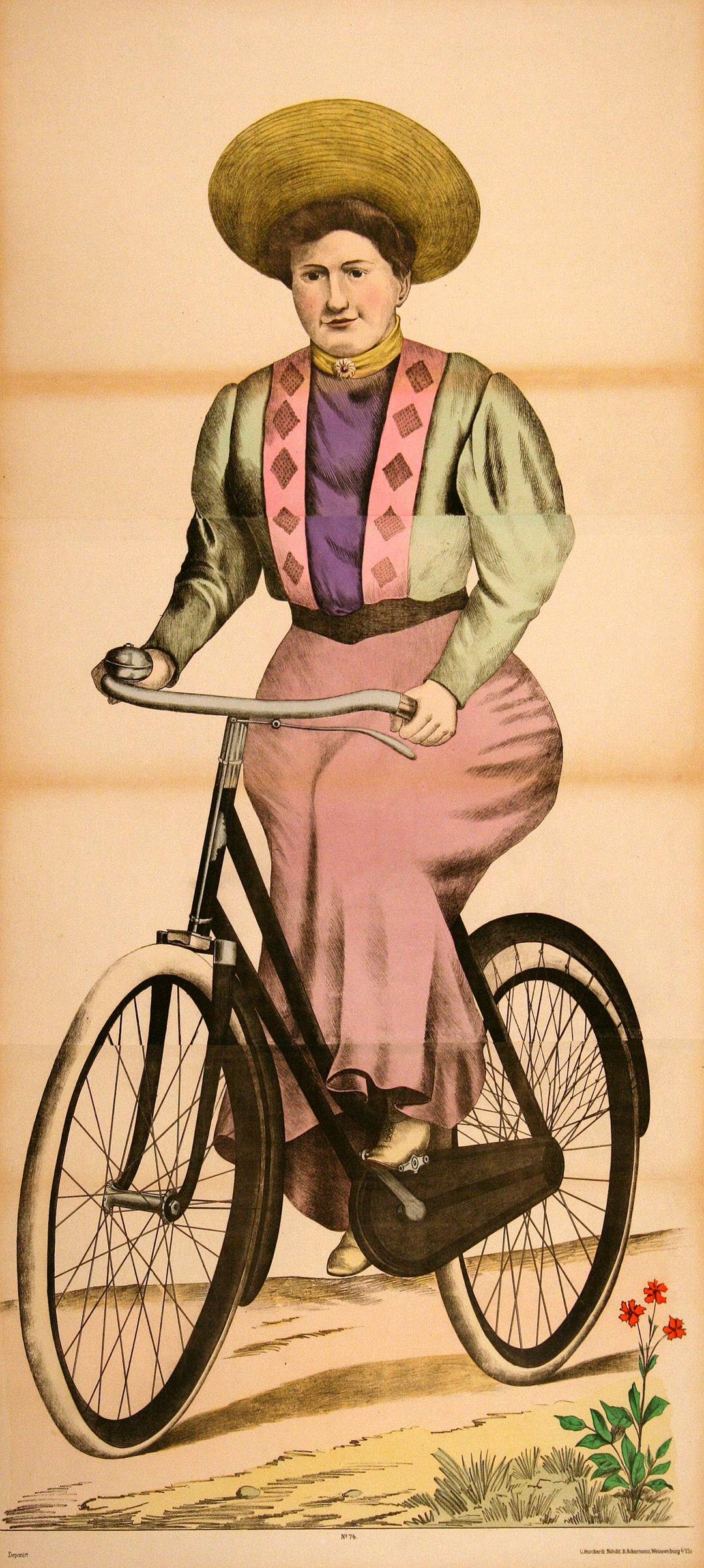 Original C1880 Woman on Bicycle Poster - Wissembourg Collection