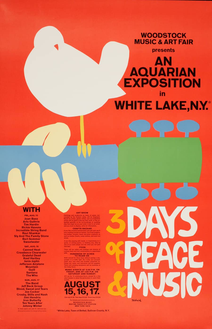Original Vintage Woodstock 1969 Poster Large Size by Arnold Skolnick