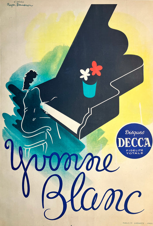 Original Vintage Yvonne Blanc Poster by Roger Dameron C1945 - Decca Records
