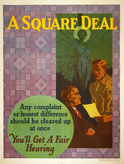 Original Mather Work Incentive Poster 1927 - A Square Deal