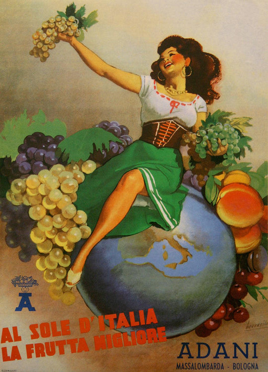 Original Adani by Gino Boccasile Vintage Italian Fruit Poster c1950