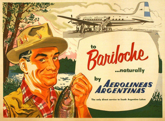 Original Poster c1955 Bariloche Argentina by Aerolineas Argentinas