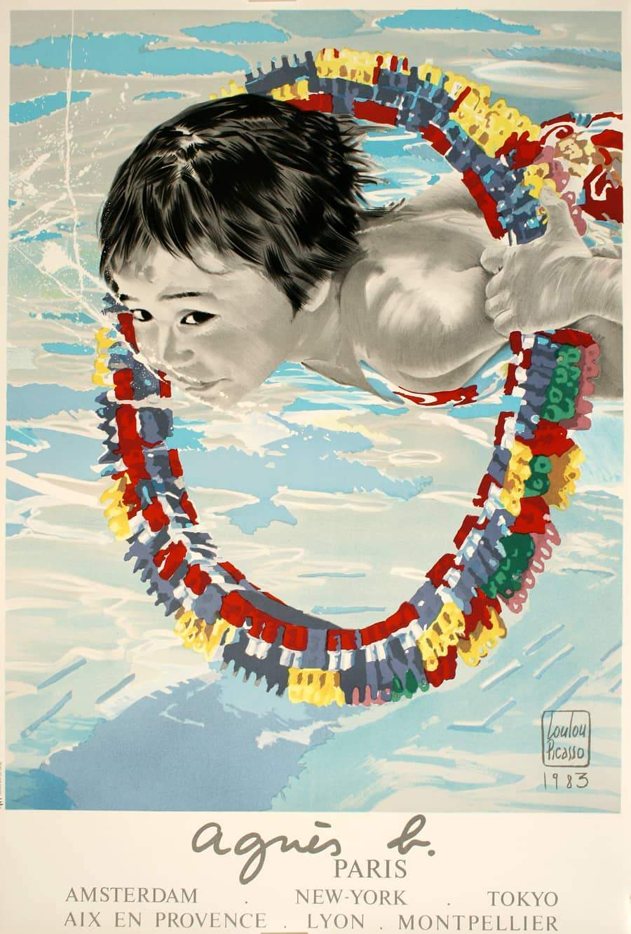 Original Agnes B. 1985 Poster by Loulou Picasso
