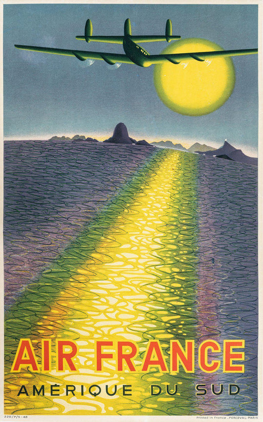Original Vintage Air France Amerique du Sud Poster by Victor Vasarely 1946