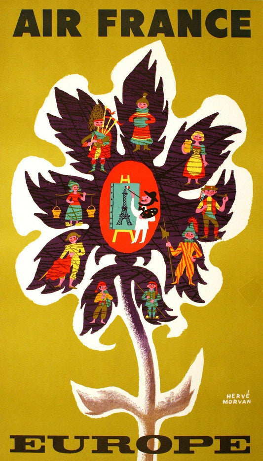 Air France Europe Original Poster by Herve' Morvan c1965