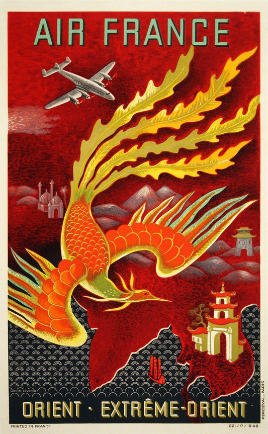 Air France Original Vintage Travel Poster - Extreme Orient by Lucien Boucher 1946