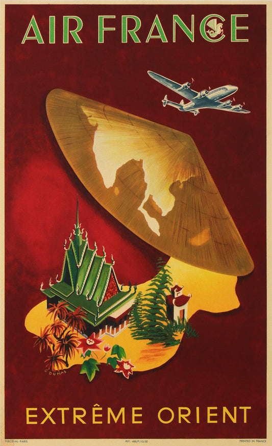 Original Vintage Air France Extreme Orient Poster by Dumas 1950