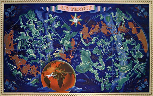 Original Air France Map of the Zodiac Created by Lucien Boucher in 1950