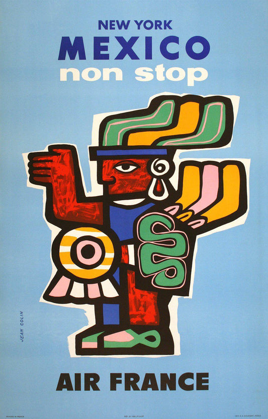 Air France Mexico Poster 1957 Original by Jean Colin