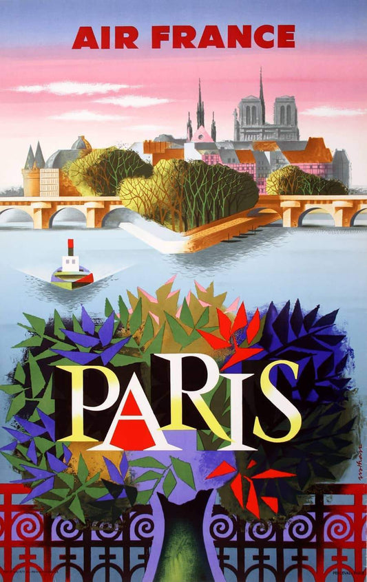 Original Air France Paris Poster 1957 by Jacques Nathan Garamond
