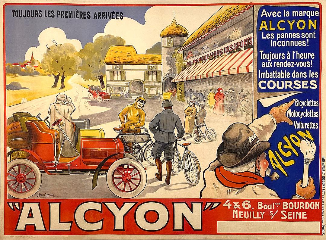 Original Vintage Alcyon Auto Car Poster by Marcel Bloch c1910