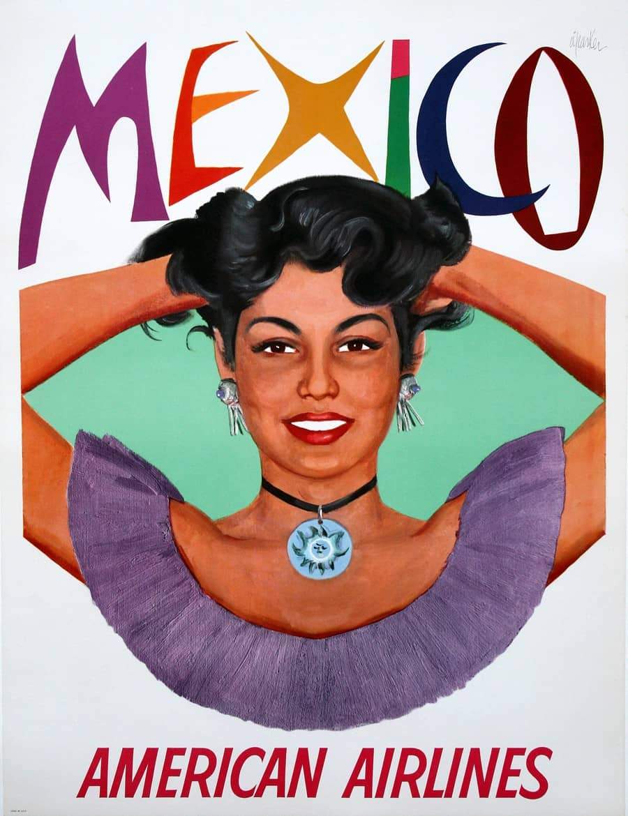 Original American Airlines Mexico Poster c1960