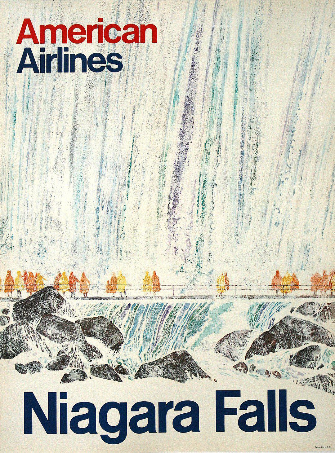 Original Vintage American Airlines Niagara Falls Poster