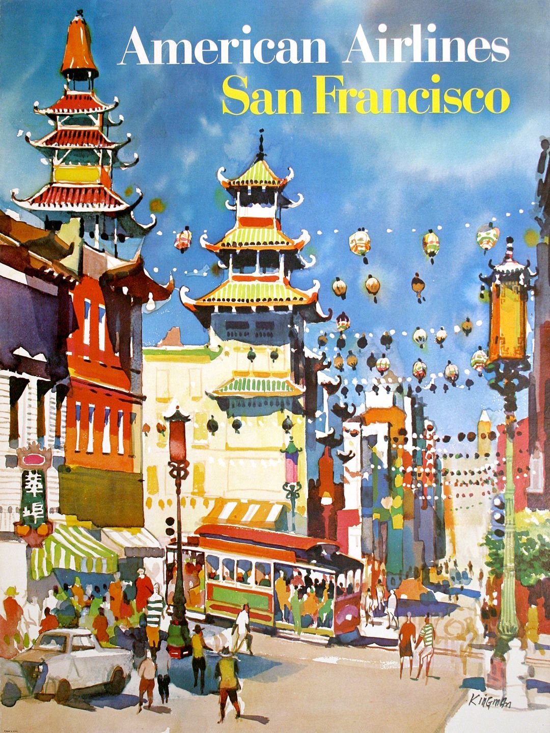Original American Airlines Poster - San Francsico by Dong Kingman c1960