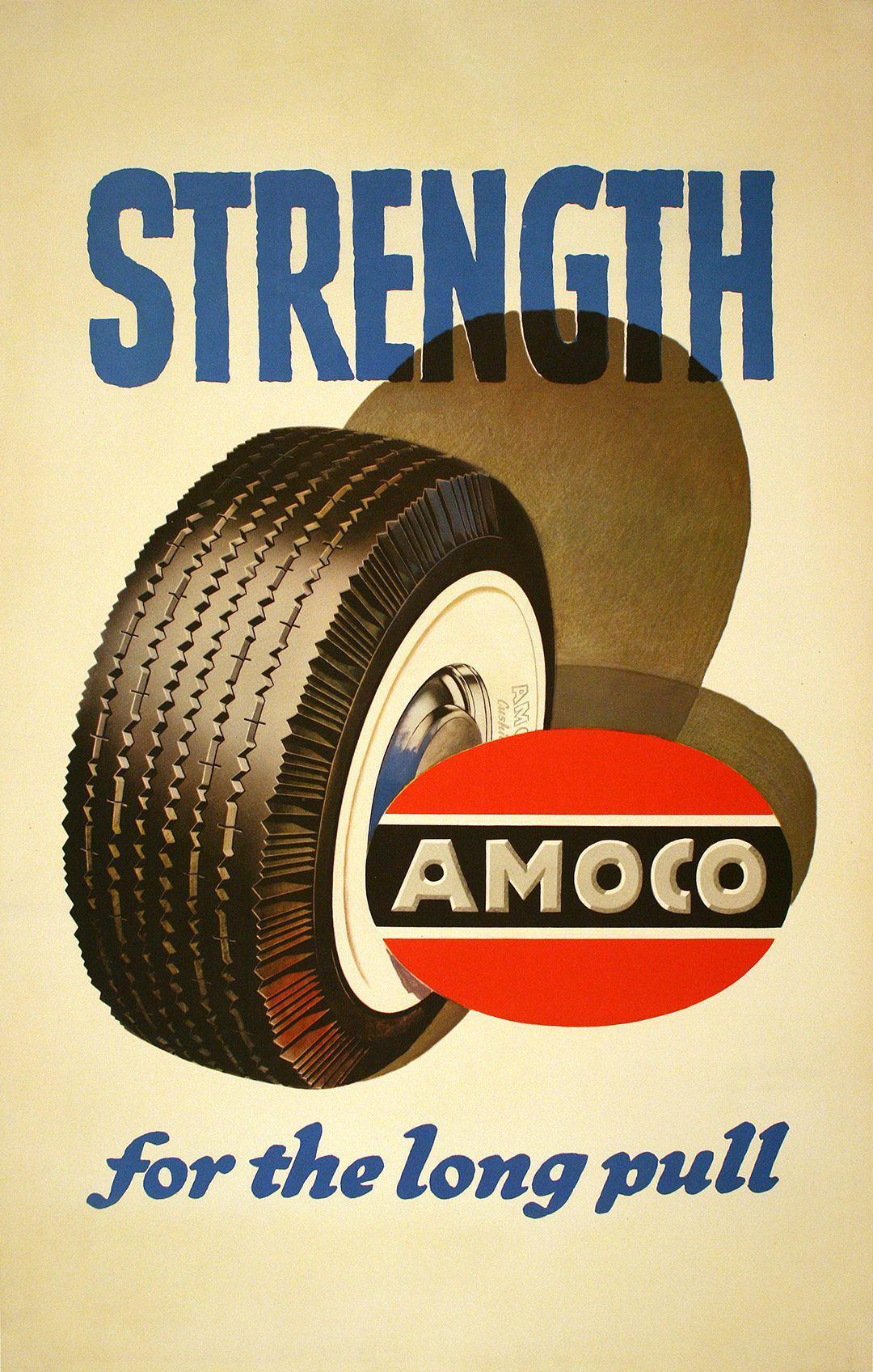 Original 1950's Lucian Bernhard Poster for Amoco - Strength for the Long Pull