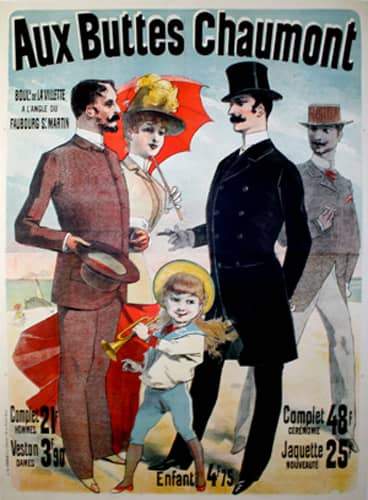 Aux Buttes Chaumont Poster 1888 by Jules Cheret Men's Fashions Large