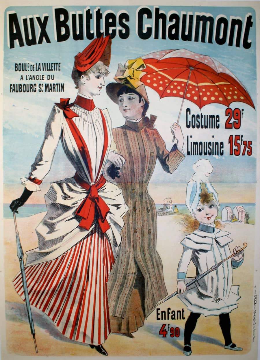 Aux Buttes Chaumont Poster 1888 by Jules Cheret Women's Fashions Large