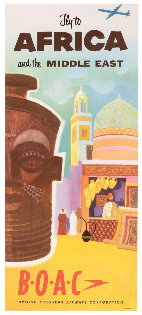 Original BOAC 1960's Poster - Fly to Africa and the Middle East