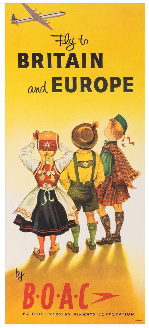 Original BOAC 1960's Poster - Fly to Britain and Europe