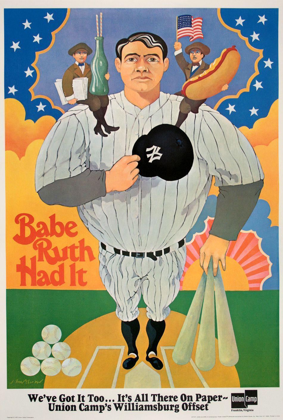 Original Vintage Poster 1971 Babe Ruth Had It by Alcorn Baseball