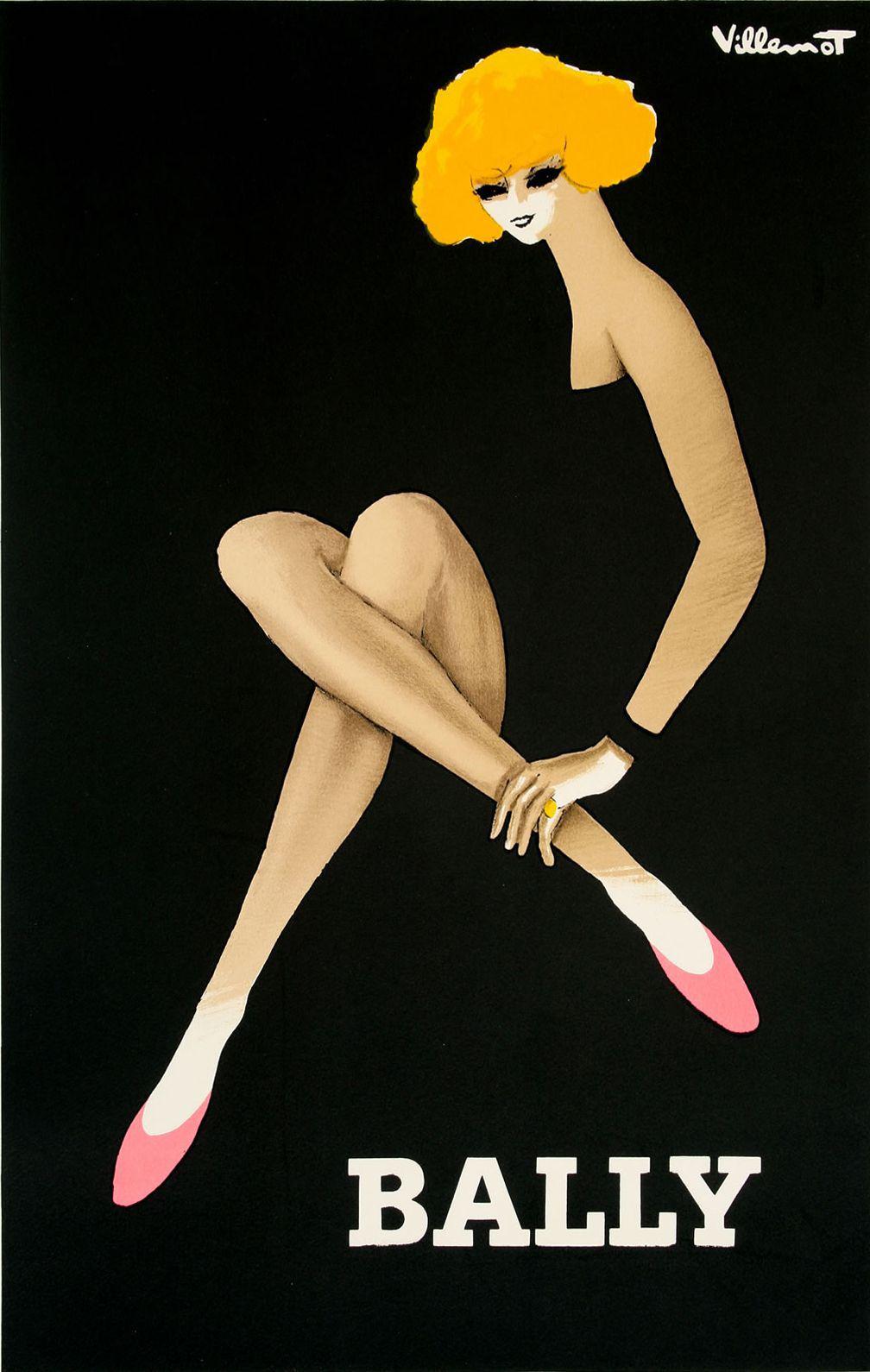Original Bally Blonde Shoe Poster 1982 by Bernard Villemot