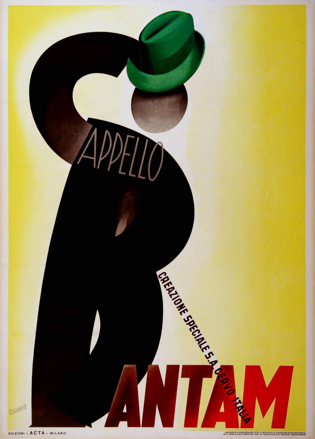 Original Italian Vintage Poster 1938 - Bantam Cappello by Gino Boccasile