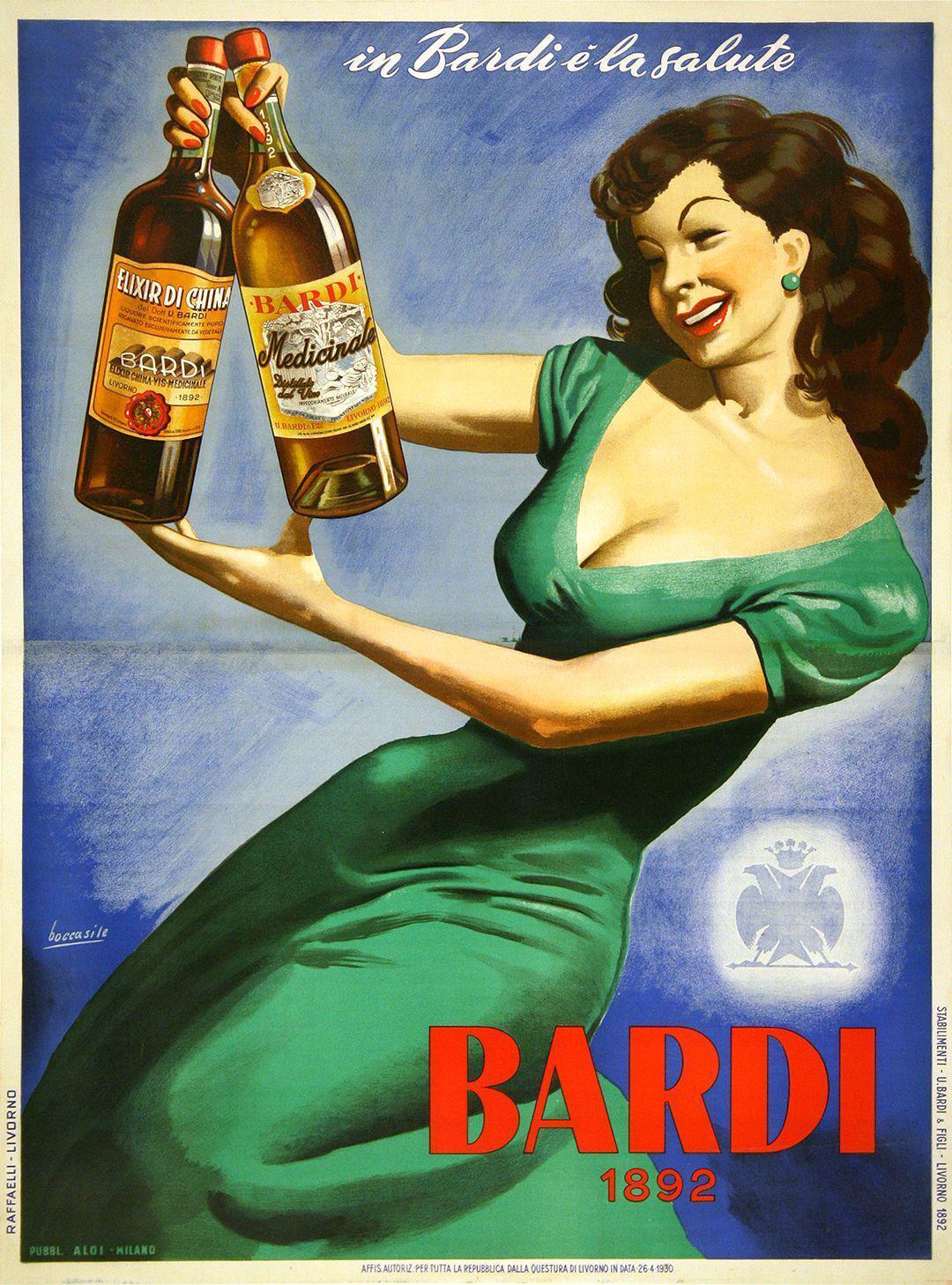 Italian Bardi Liqueur Poster 1950 by Gino Boccasile