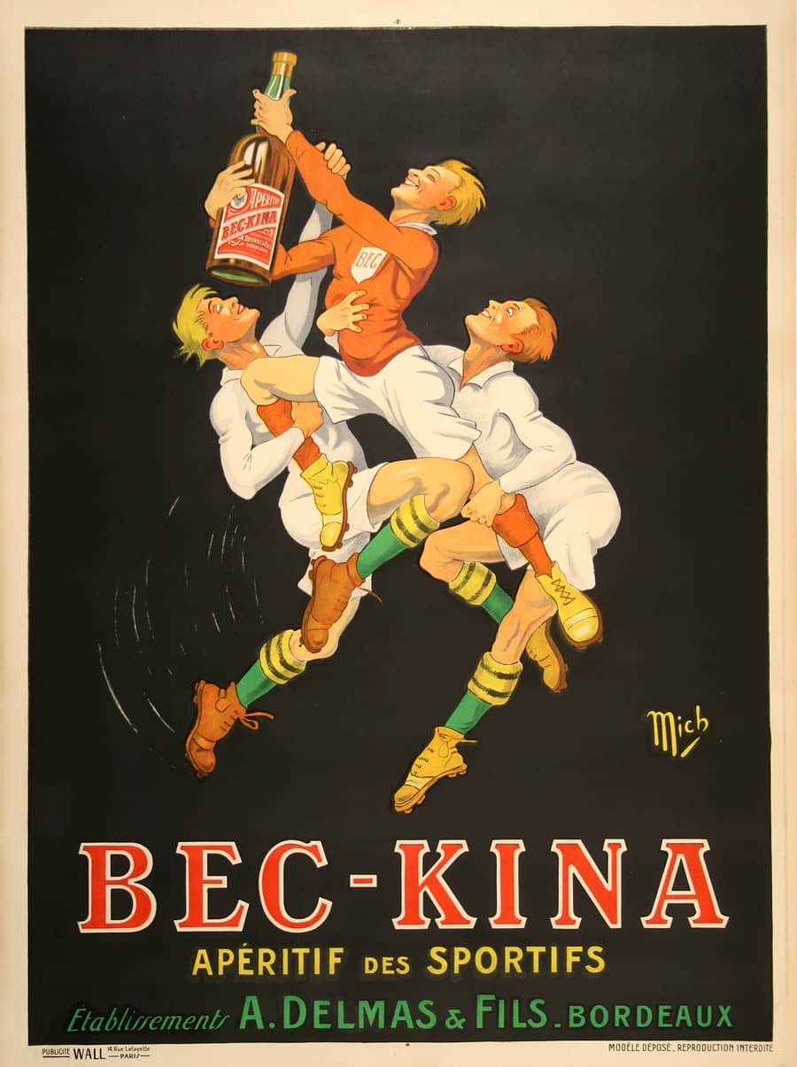 Original Bec Kina Aperitif Liquor Vintage Poster by Mich c1925