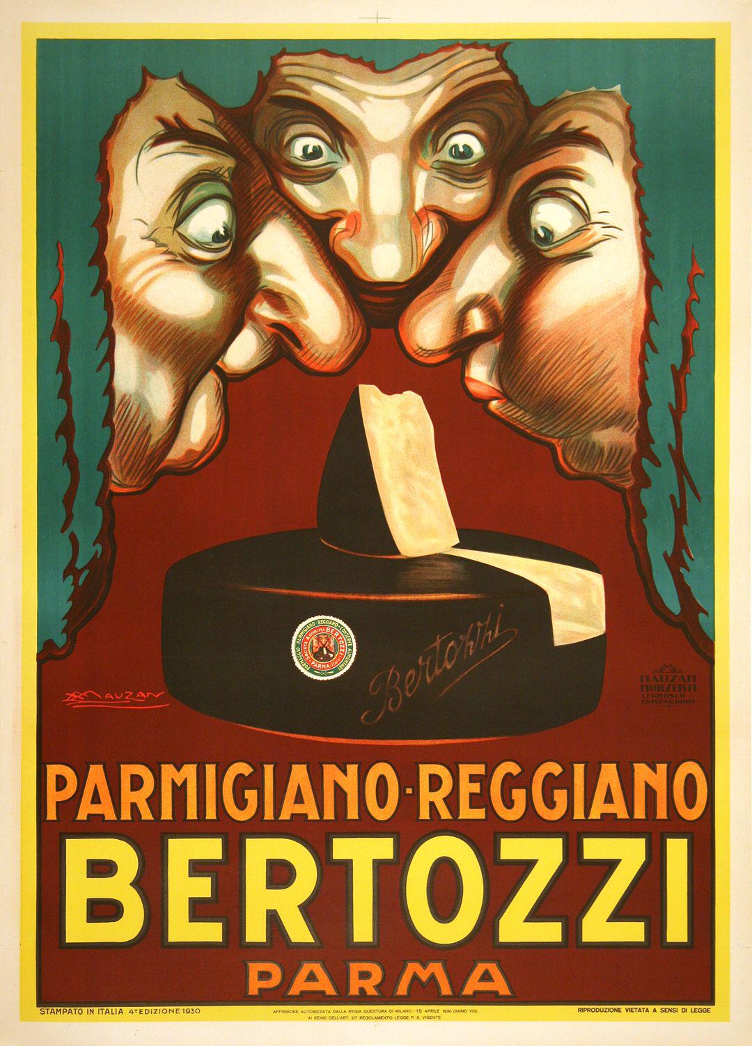Bertozzi Original Vintage Poster 1930 Parmigiano Reggiano by Achille Mauzan