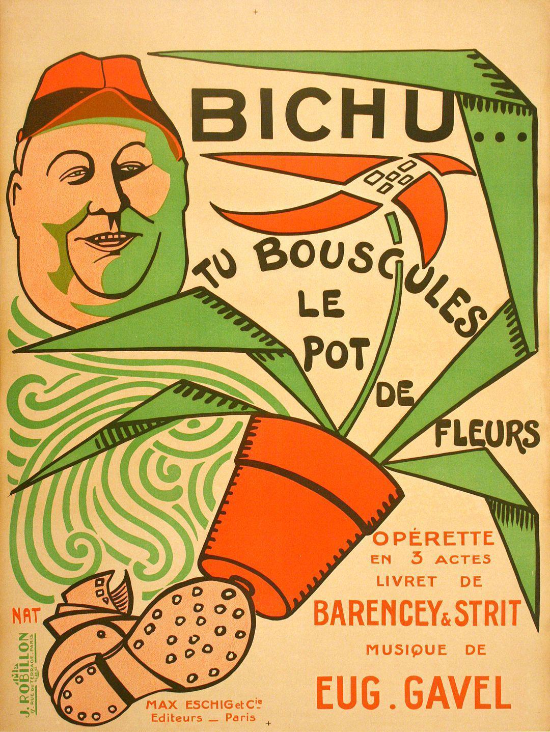 French Original Operetta Poster Bichu by Nat 1925