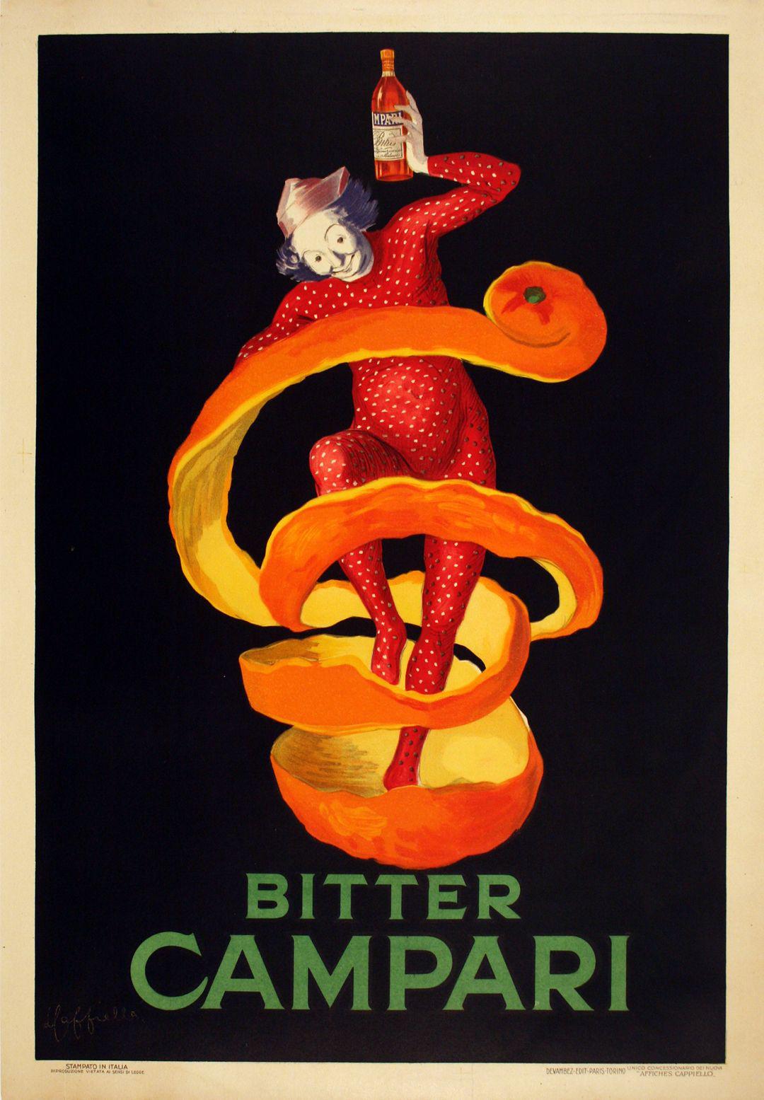 Original Leonetto Cappiello Bitter Campari Poster 1921 Printed by Devambez
