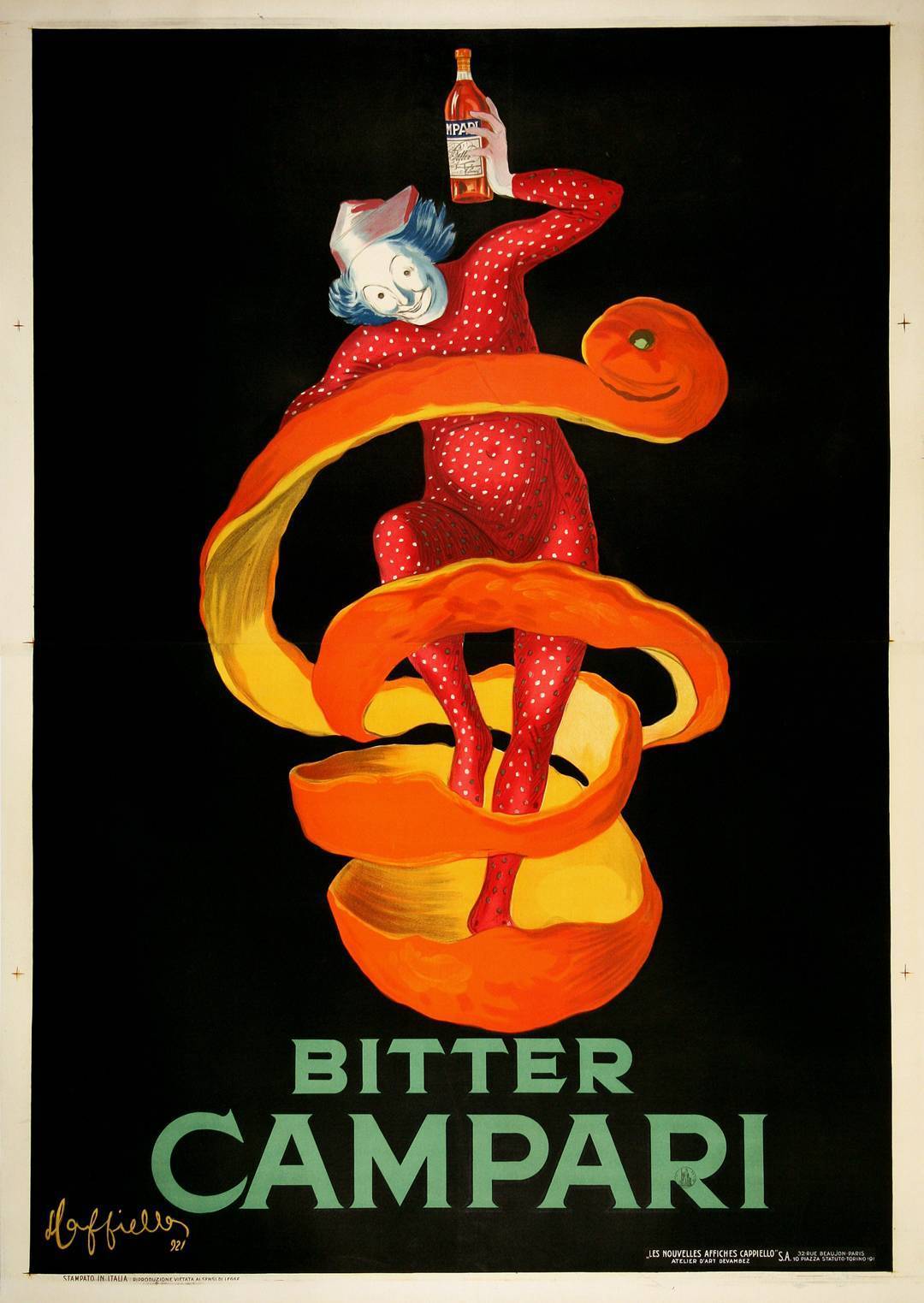 Bitter Campari Poster by Leonetto Cappiello 1921 Original Large Size with Clown
