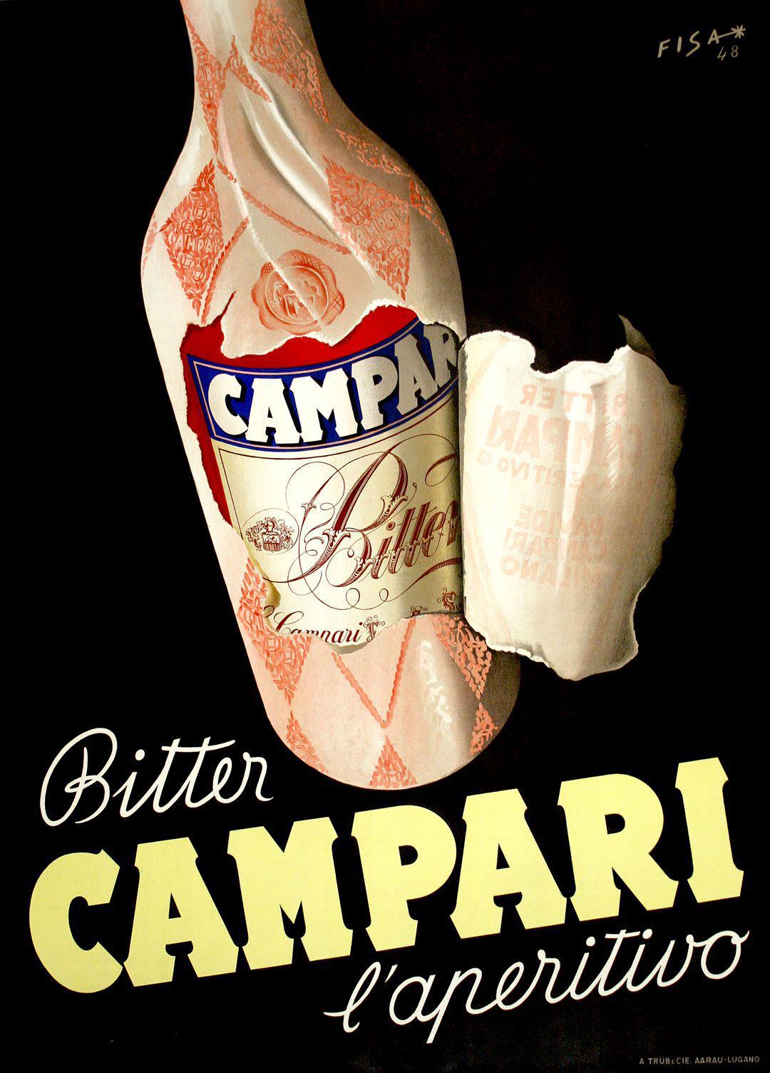 Original Vintage Bitter Campari Poster 1948 by Carlo Fisanotti