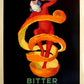 Bitter Campari Jester Poster 1921 by Leonetto Cappiello Rare Varnish Finish