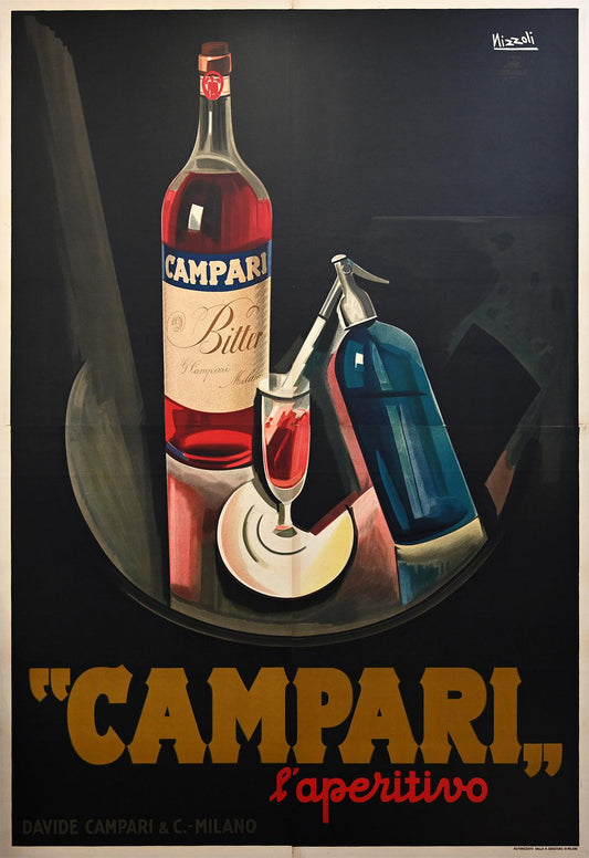 Original Vintage Italian Liquor Poster Bitter Campari by Marcello Nizzoli Oversize