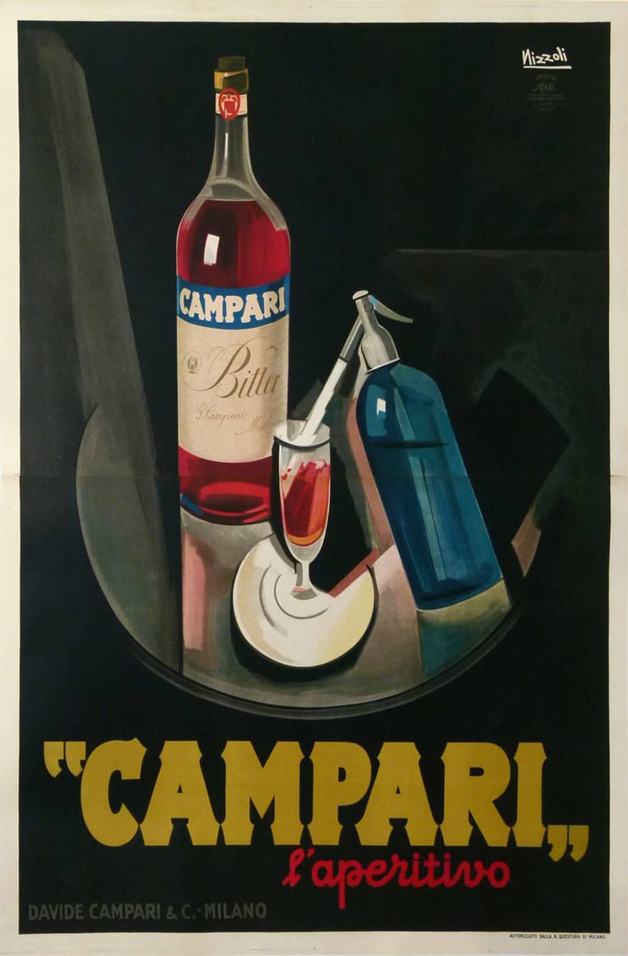 Original Vintage Italian Campari Poster by Nizzoli 1926 Large Format