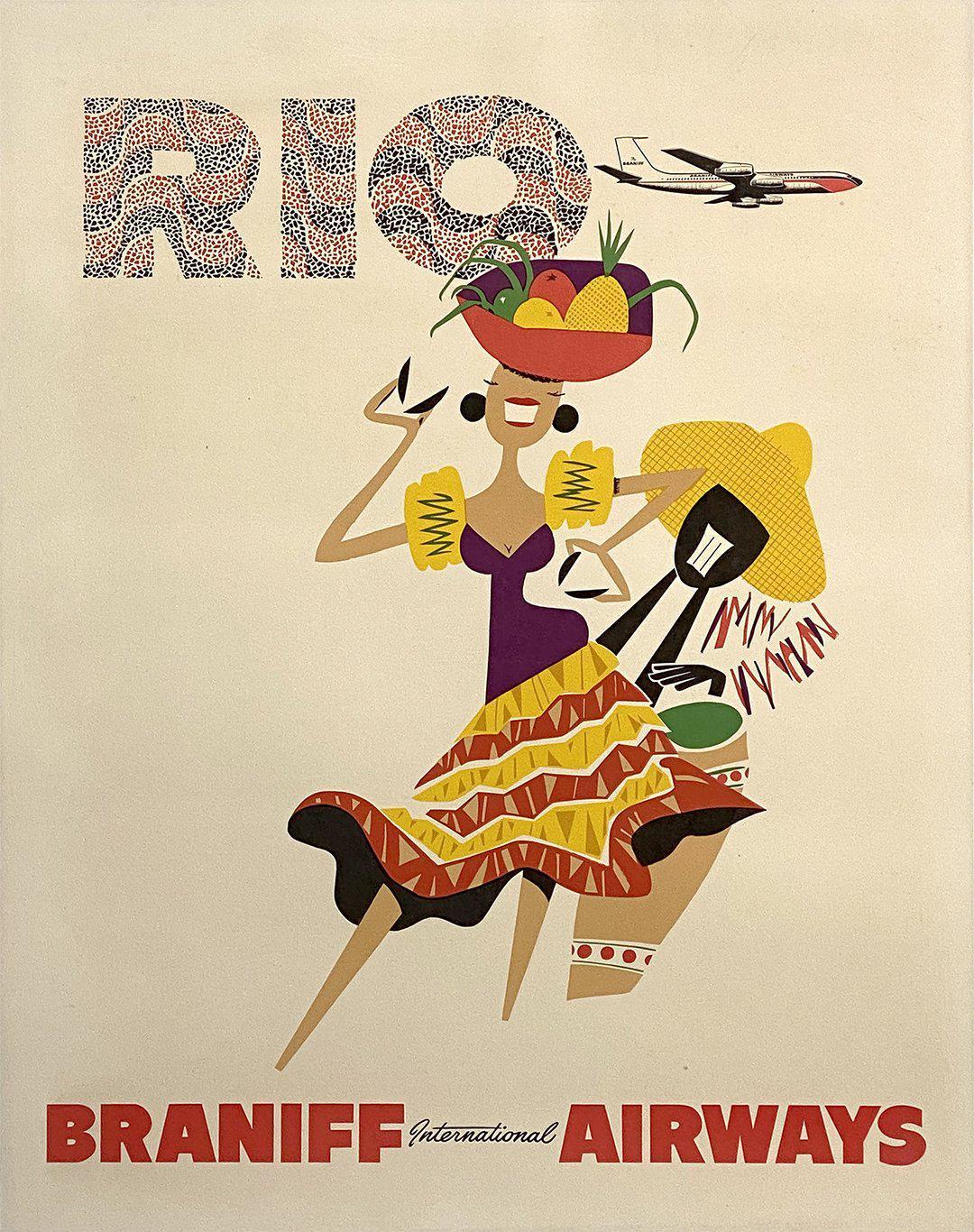 Braniff Airways - Rio Dancer Original Vintage Travel Poster c1960