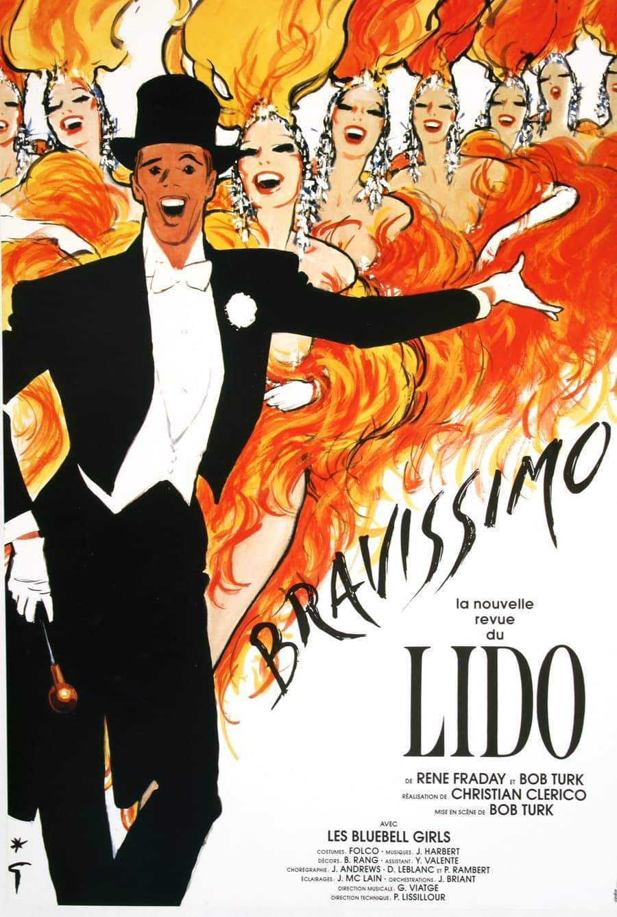 Original Vintage Bravissimo Lido Poster by Rene Gruau c1990