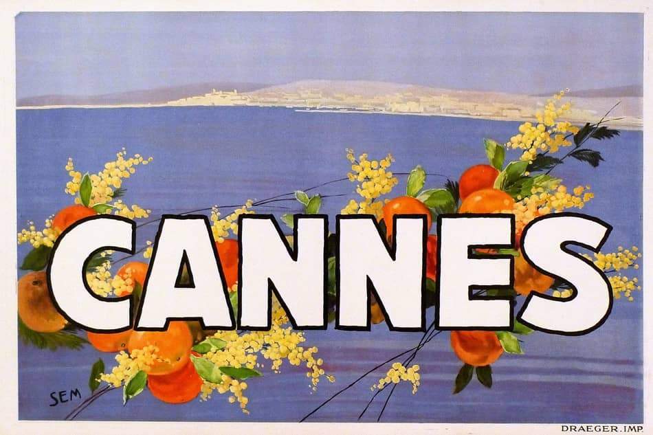 Original 1930 Cannes Poster by SEM Horizontal Fruit and Ocean Image