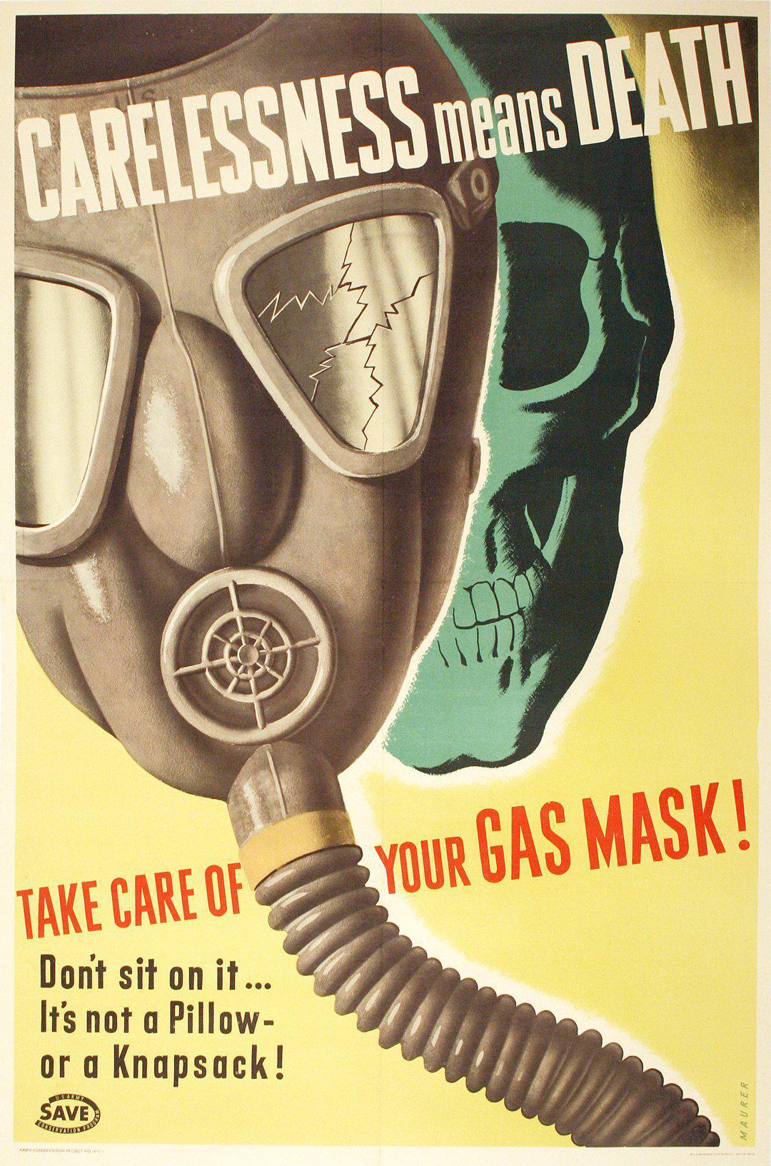 Original Vintage WWII Poster Carelessness Means Death by Sasha Maurer 1943