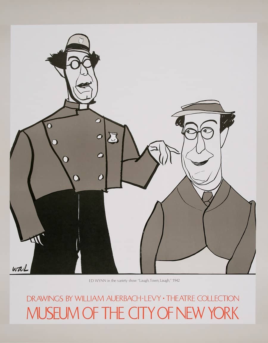 Original Ed Wynn Caricature Poster 1977 by William Auerbach Levy - Museum of the City of New York