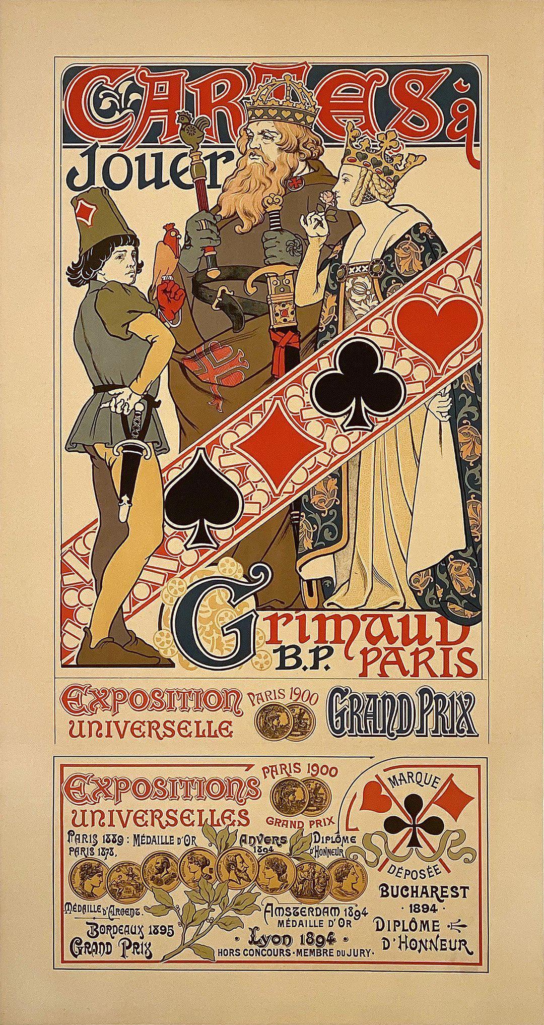 Original Cartes a Jouer Playing Cards Poster by Quenioux for the Unversal Exposition of 1900