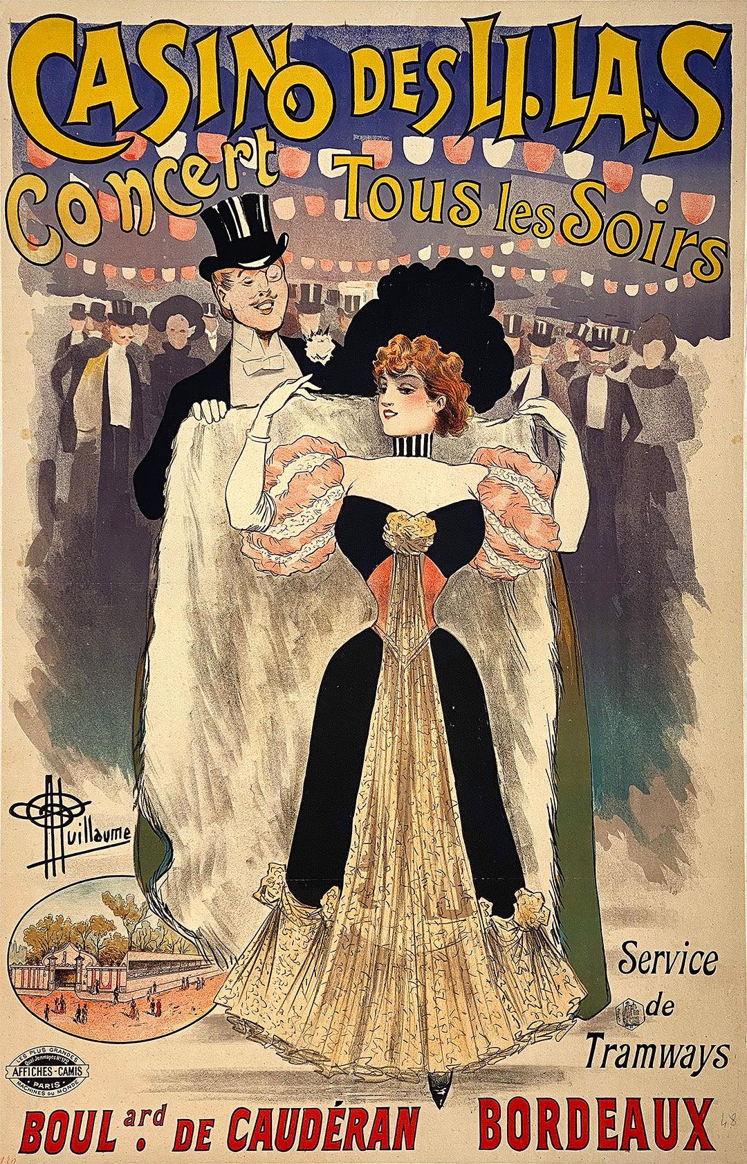 Original Vintage Casino de Lilas Poster by Guillaume c1905
