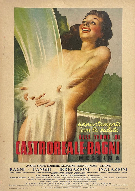Original Vintage Castroreali Bagni Italy by Gino Boccasile 1948