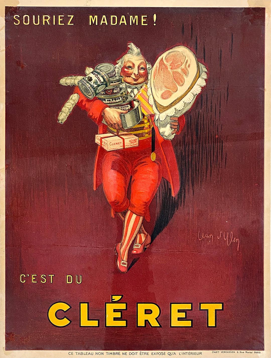 Original Vintahe C'est du Cleret Meat Poster by Jean d'Ylen c1930 Rare