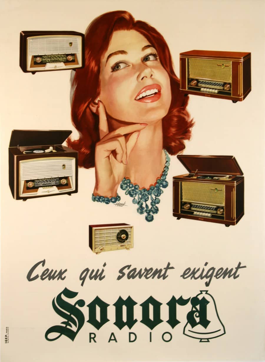Original Vintage Sonora Radio Poster c1950 Home Entertainment