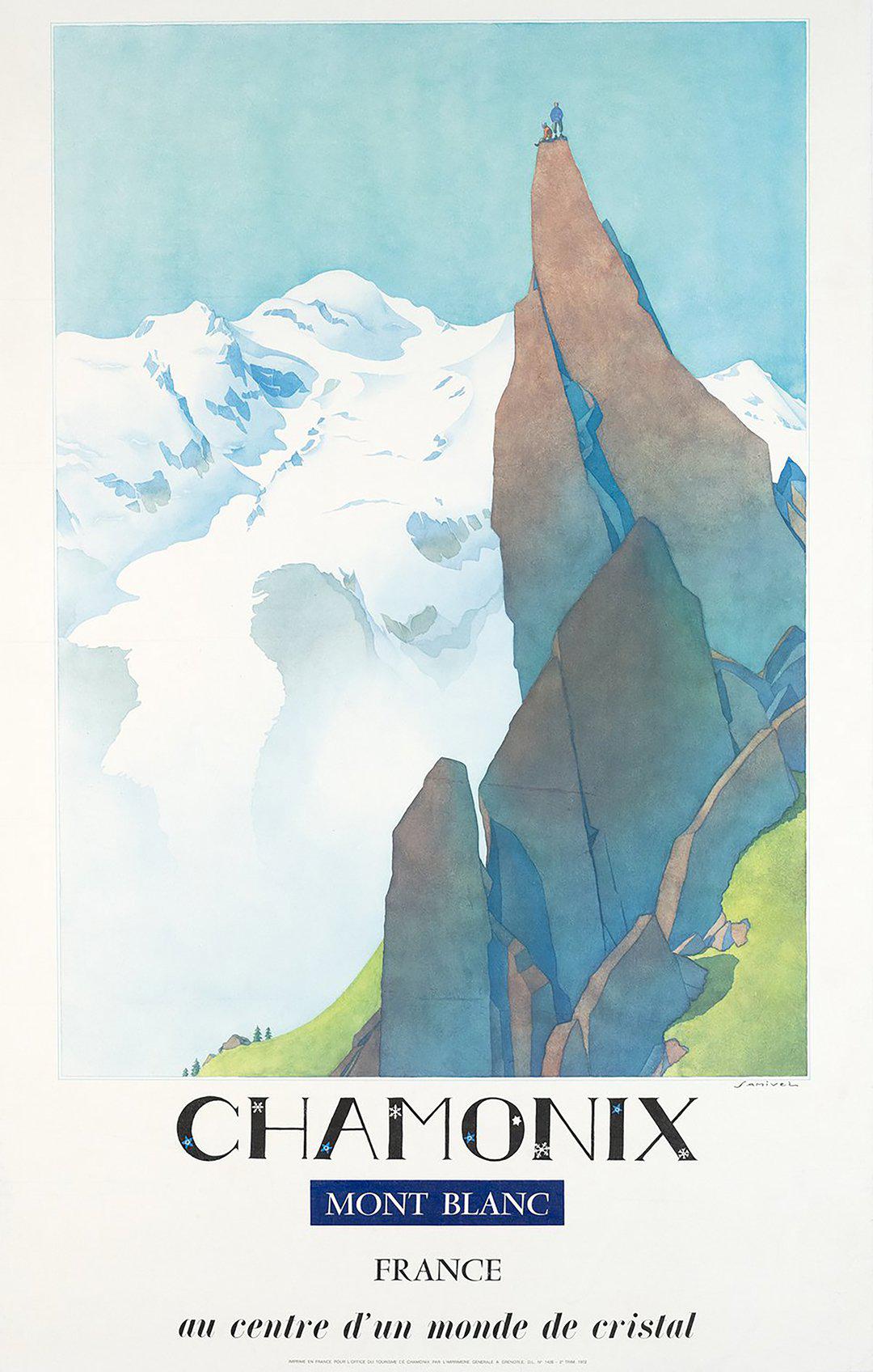 Chamonix Mont Blanc Original Vintage Travel Poster by Samivel 1972