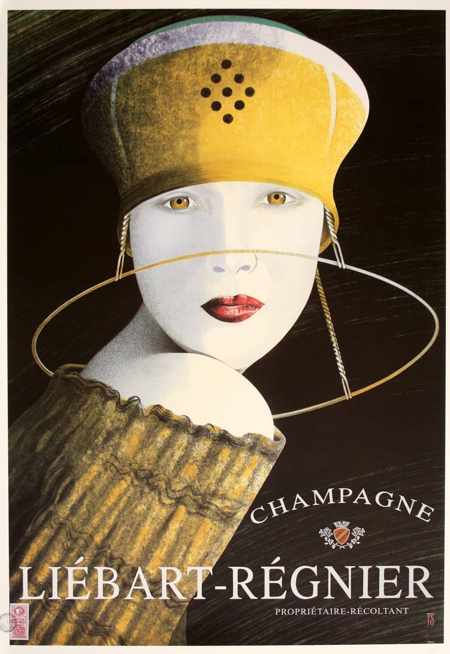 Original Champagne Liebart Regnier Poster By Philippe Sommer Hand Signed 2000
