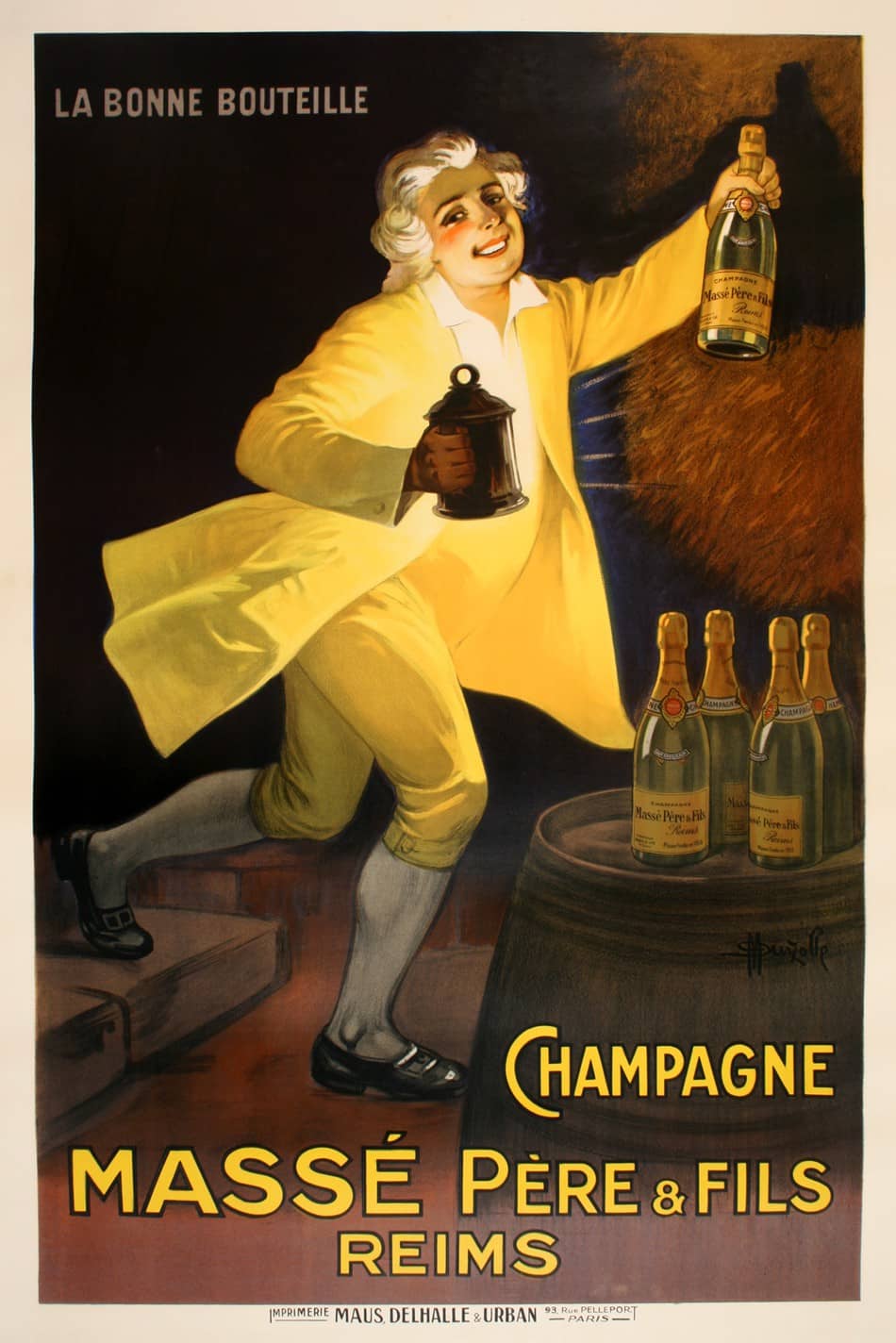 Champagne Masse' Original Vintage Poster c1910 by Auzolle